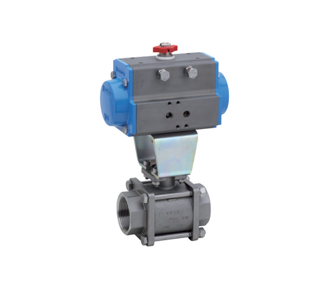 Pneumatically Actuated Three-Piece Stainless Steel Ball Valves
