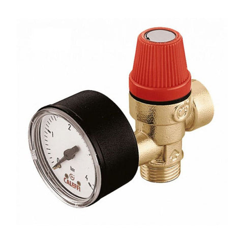 Altecnic / Caleffi 314 Series Safety Pressure Relief Valve with Gauge 1/2" x 1/2" M x F 3 Bar - 314430